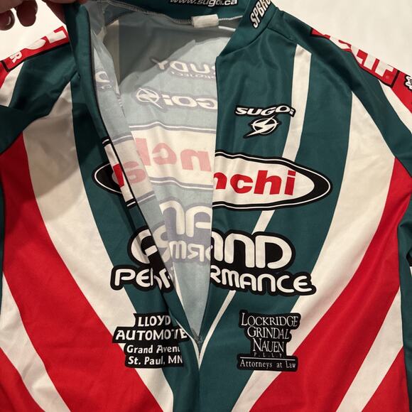 Bianchi Sugoi Men Sz L Short Sleeve Jersey 1/2 Zip Red Green Minnesota Summit - Picture 9 of 12